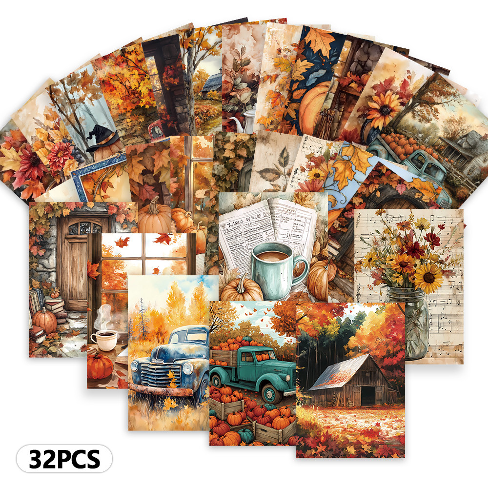 

32pcs, Autumn fairy tale postcards, Harvest season postcards, wall stickers, mailing cards, greeting cards, DIY postcards, d