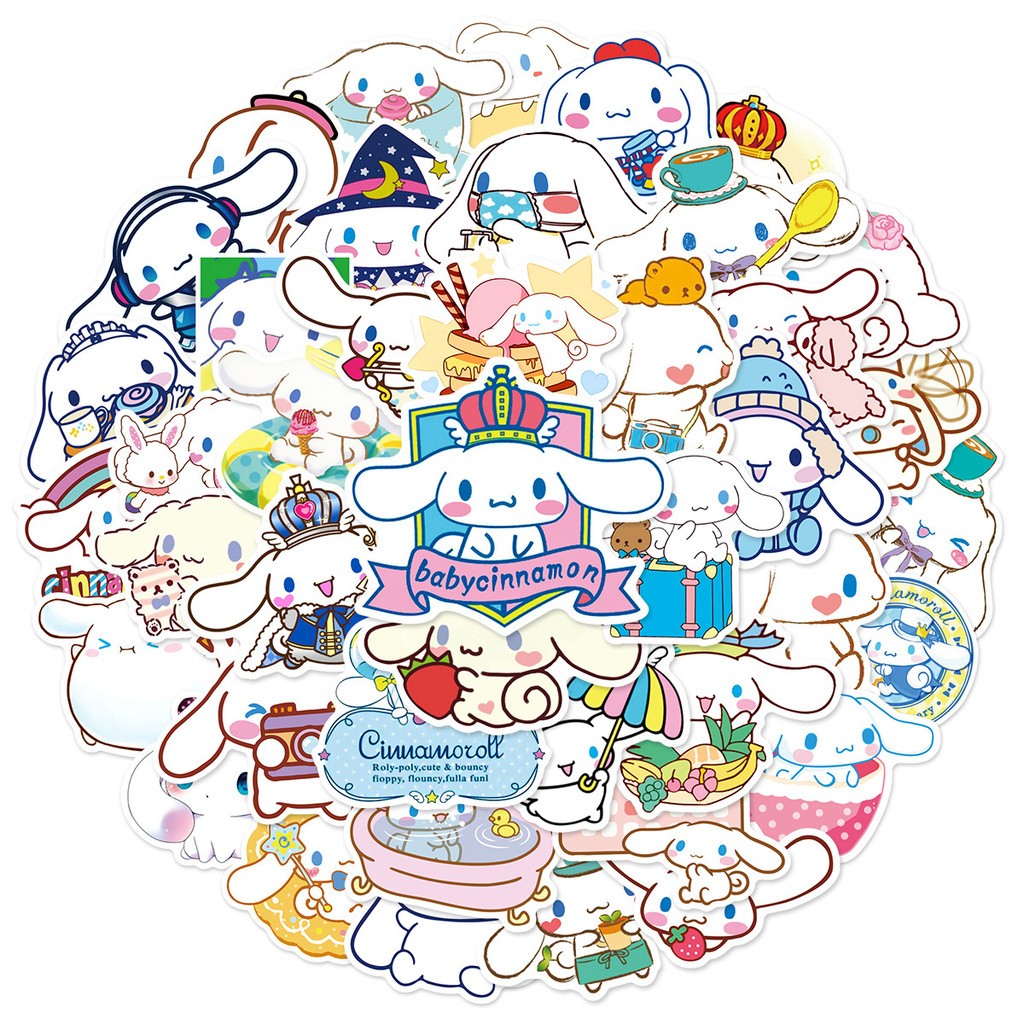 

10/50pcs Cute Anime Cinnamoroll Stickers Cartoon Decoration Toy DIY Phone Luggage Fridge Car Skateboard Kawaii Sanrio Sticker