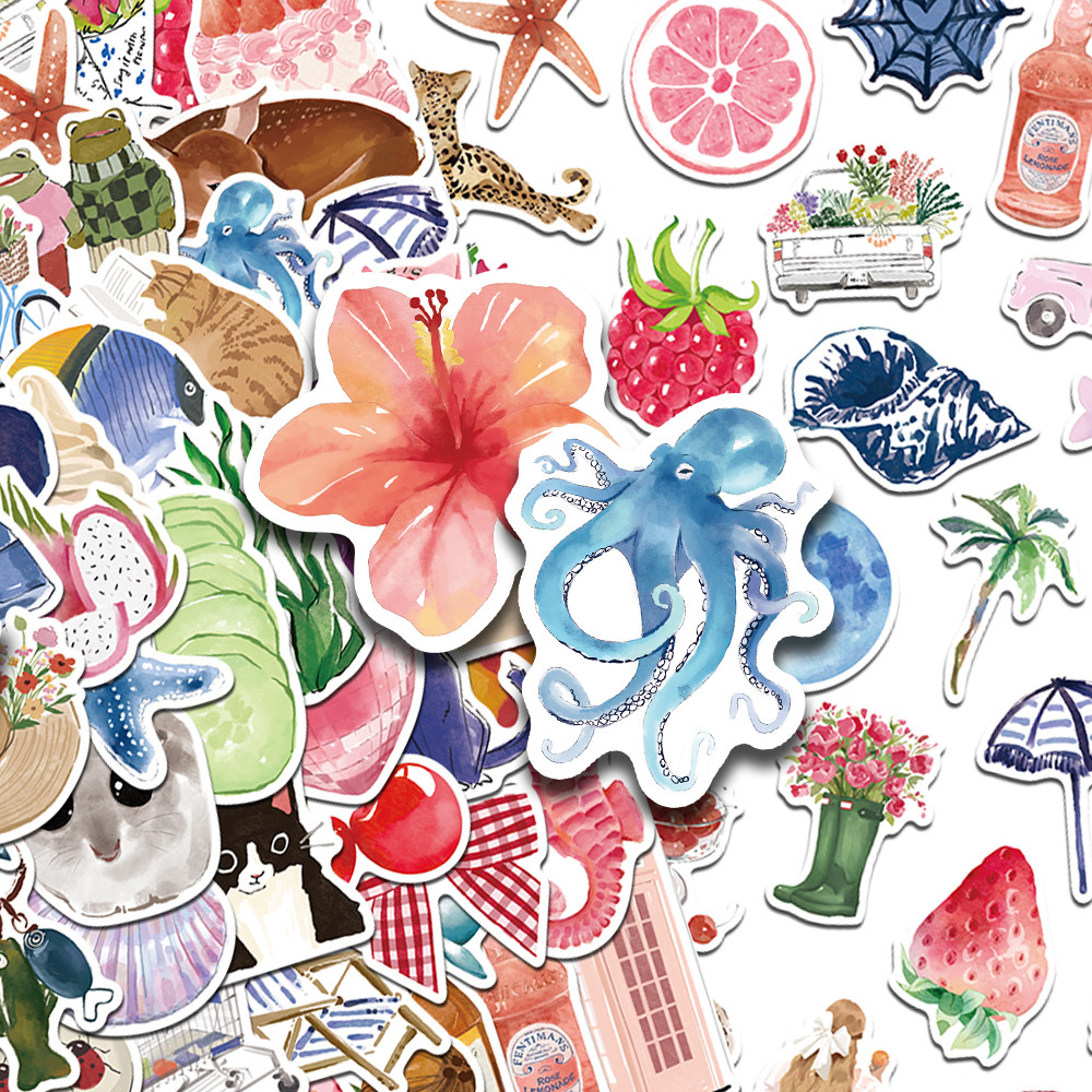 

50/100pcs Watercolor Dairy Stickers Decals For Phone Laptop Scrapbook Luggage Helmet DIY Graffiti Aesthetic Stickers Kids Gifts