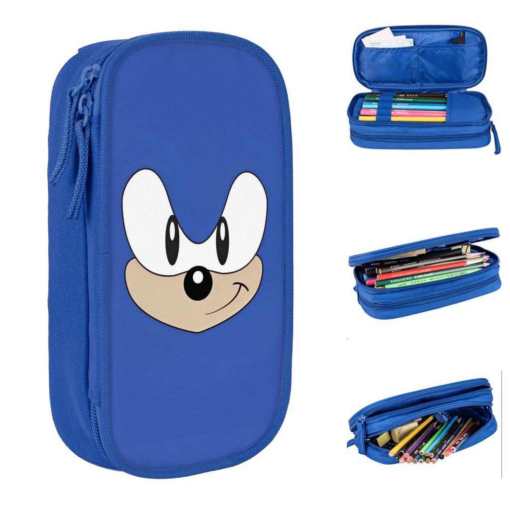 

New Soniced Face Pencil Cases Cartoon Game Pencilcases Pen for Student Large Storage Bag School Supplies Gifts Stationery