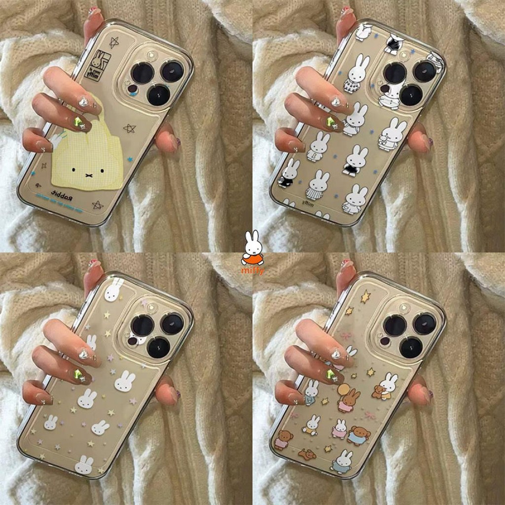Miffy Kawaii Cartoon Mobile Phone Case Cute Anime Rabbit Transparent Phone Case Suitable for Iphone1