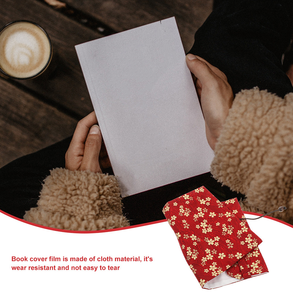 

Cloth Book Cover A6 Red Cherry Blossom Handmade Notebook Sleeve Protective Book Protector Student School Use Durability