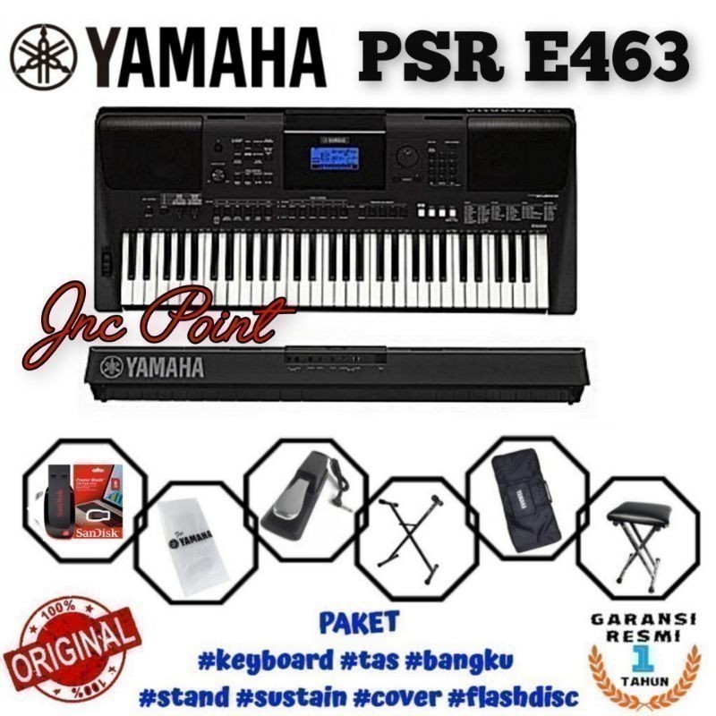 KEYBOARD YAMAHA PSR E463 PSR E 463 BONUS STAND + TAS + COVER + KURSI + MIDI SONG+SUSTAIN ORI YAMAHA