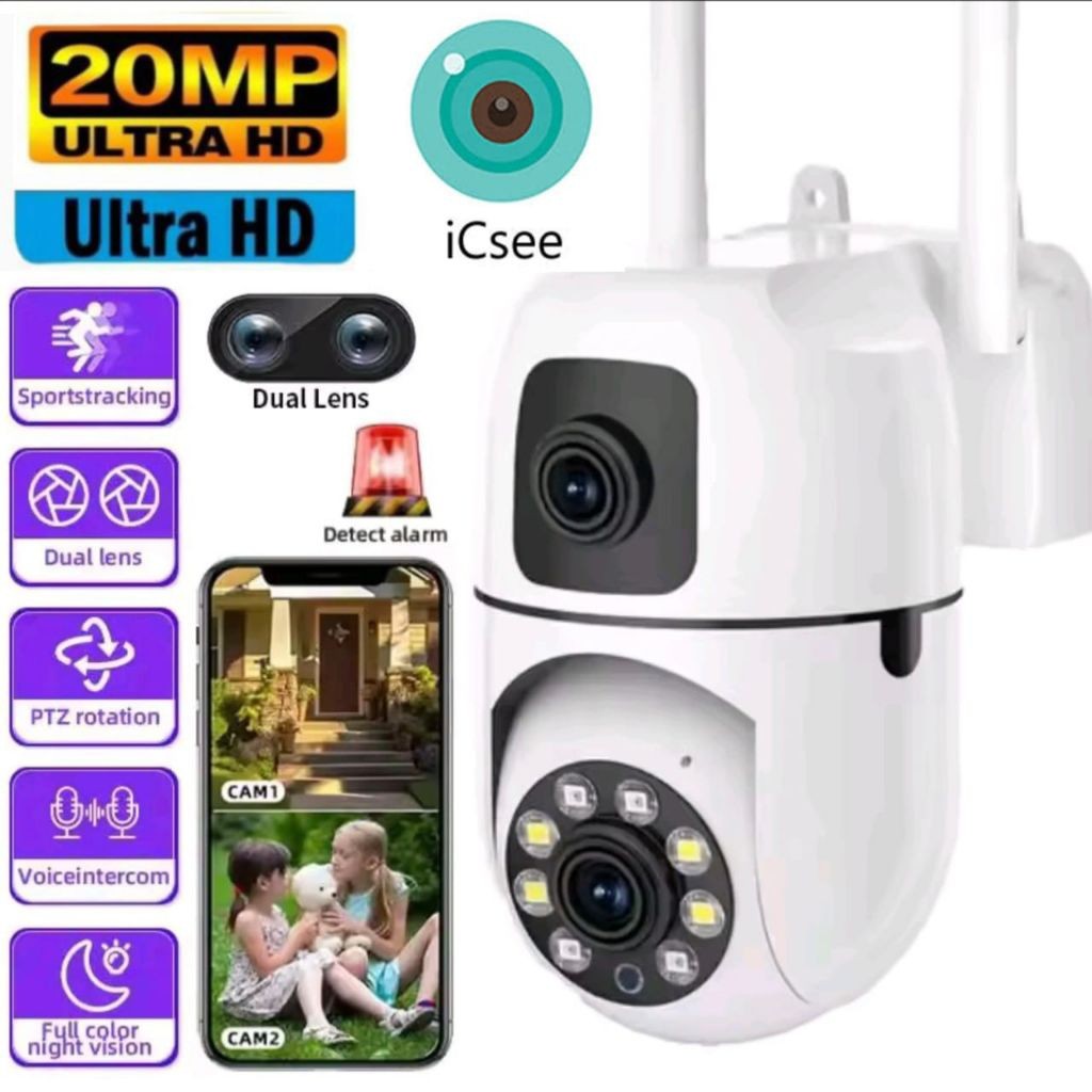 ICsee IP Camera Dual Lensa Outdoor PTZ Wifi