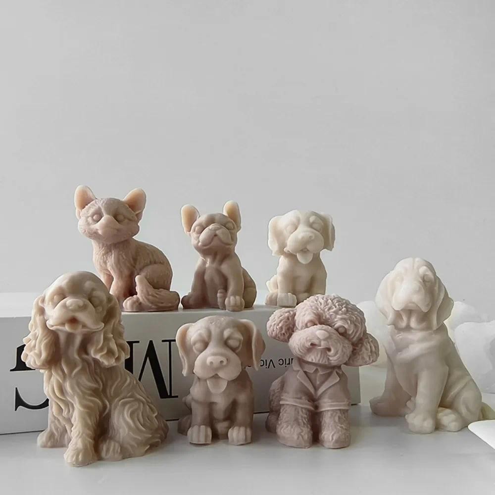 

Animal Silicone Candle Mold DIY Anger Puppy Poodle Dog Labrador Retriever Gypsum Beeswax Mould Aromatherapy Candle Making Tool