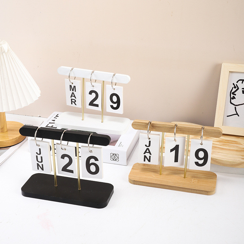

Japanese Wooden Flip Calendar - Vintage Desktop Decor for Office Bedroom TV Stand Student Study Table Minimalist Hanging