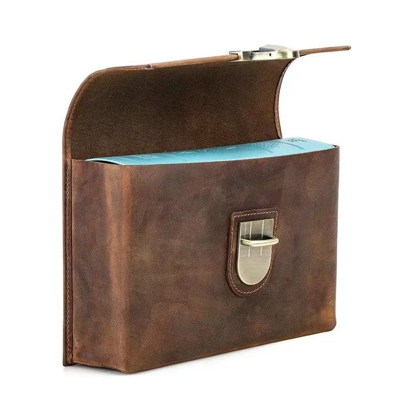 

Retro Genuine Leather Notebook Cover Handcrafted Luxury Book Case with Snap for Gift Stationery Business Office School Supplies
