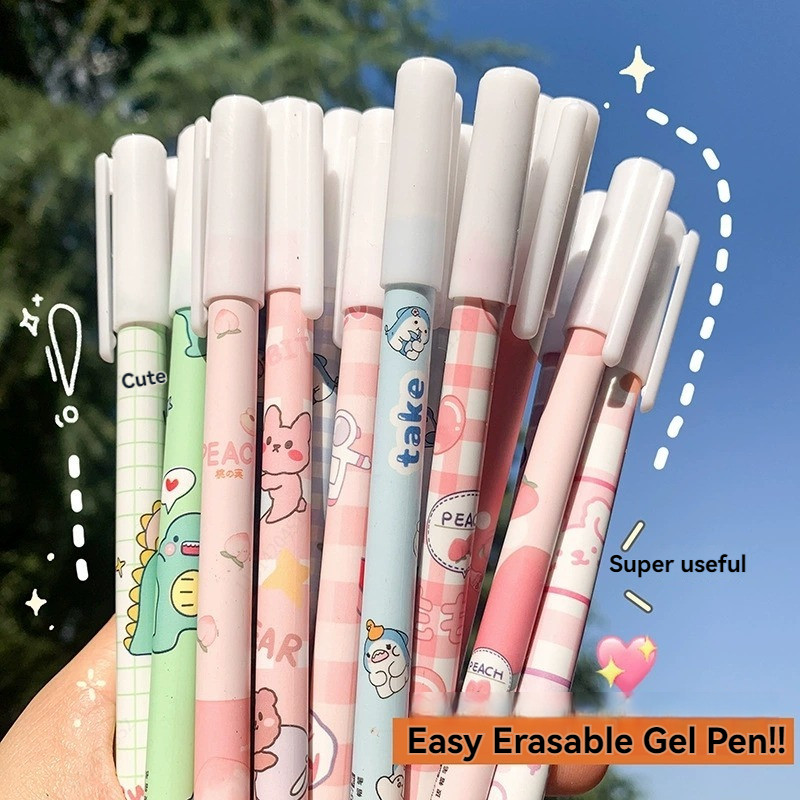 

20Pcs/set Kawaii Erasable Gel Pen 0.5mm Blue Washable Handle Cute Cartoons Erasable Pen for School Pen Liquid Ballpoint Pen