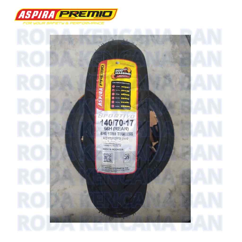 Aspira Sportivo TL size 140/70 R17 Ban Belakang Vixion, CBR150, GSX