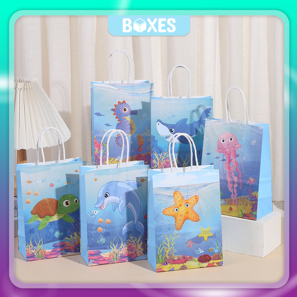 

Paper Bag Kantong Kertas Motif Ikan Kura-kura / Goodie Bag Kraft Hampers Souvenir Ulang Tahun Anak I AK02K5