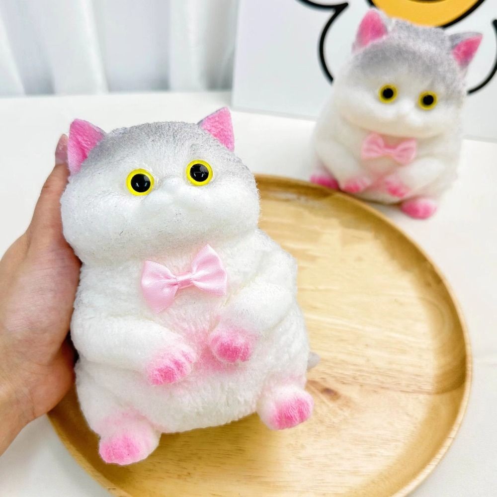 Cartoon Big Cat Doll Squeeze Toy Bow Cat Bell Cat Shaped Squeeze Toy Colorful Mini Artificial Doll S