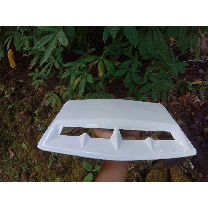 TERMURAH  AIR FLOW VARIASI KAP MESIN MOBIL ( Fiber) UNIVERSAL Fortuner Rush Sedan jazz Kijang PUTIH