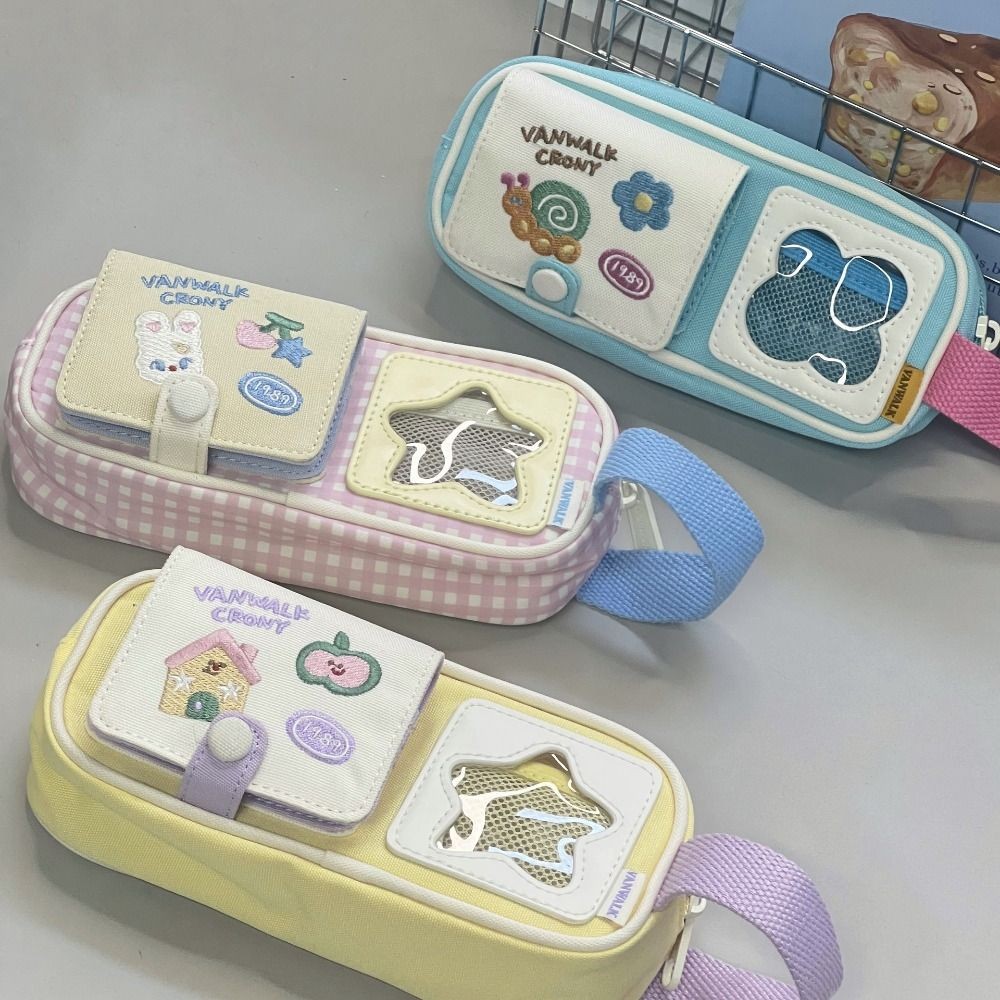 

Portable Star Picnic Series Pen Bag Portable Multifunction Pencil Case Large Capacity Pen Pouch School Office