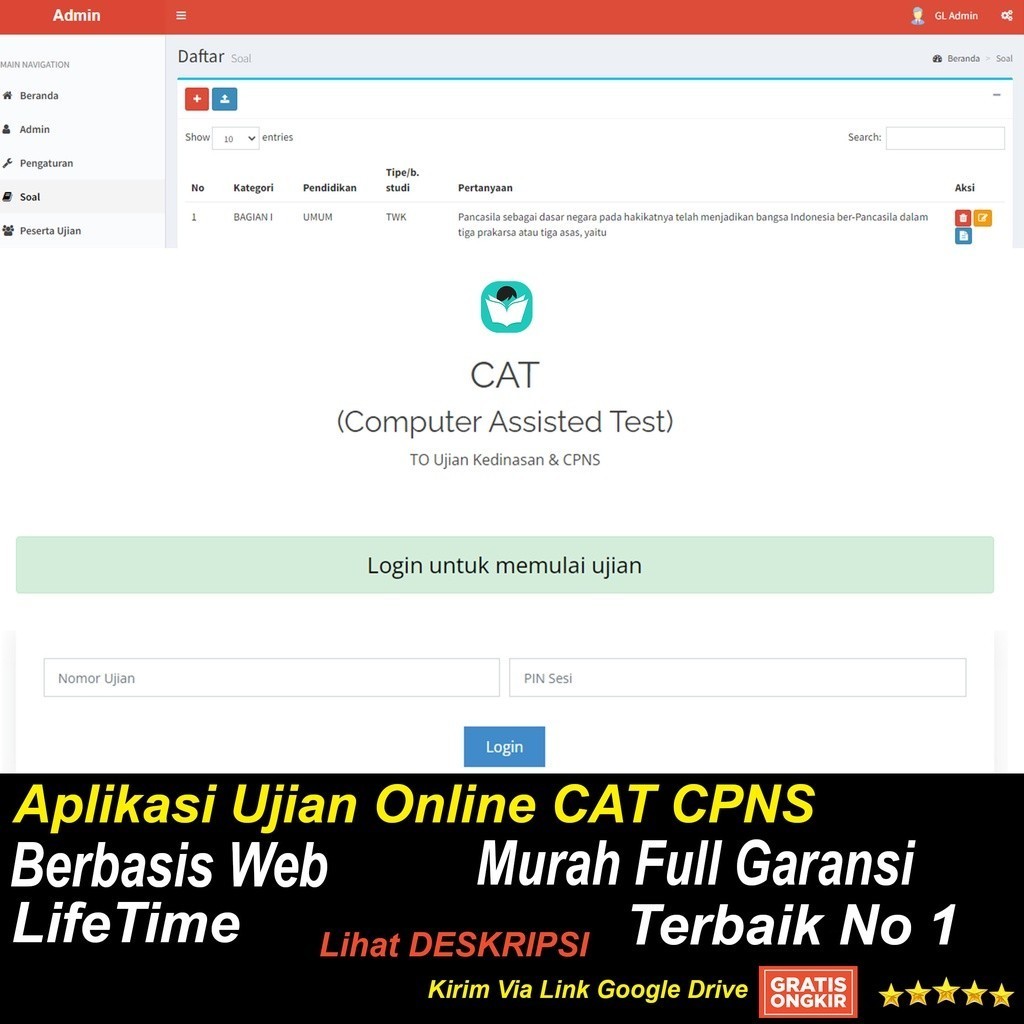 Aplikasi Ujian Online CAT CBT CPNS Berbasis Web BGW BGC
