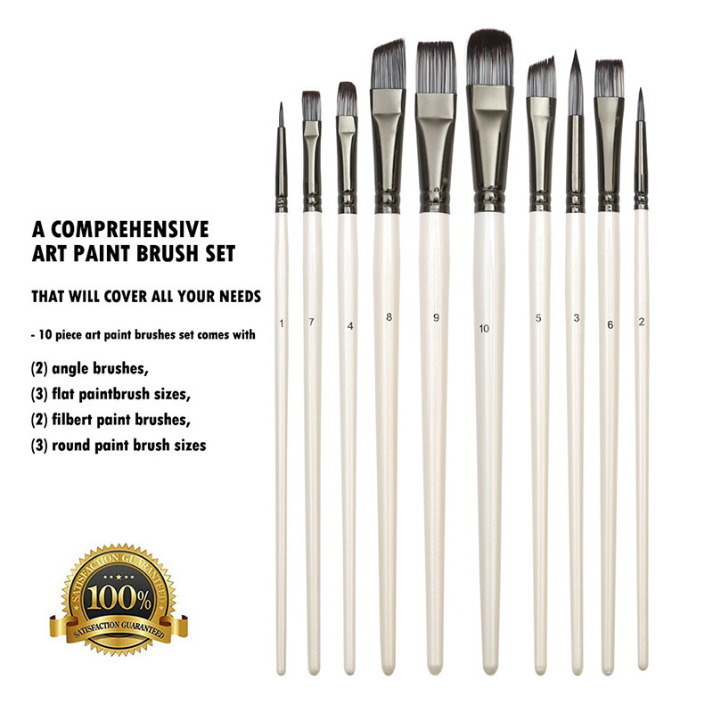 

10Pack Paint Brushes Set Multifunctional Artist Brush for Art Acrylic Gouache Oil Watercolor Artist Canvas Synthetic Nylon Tips