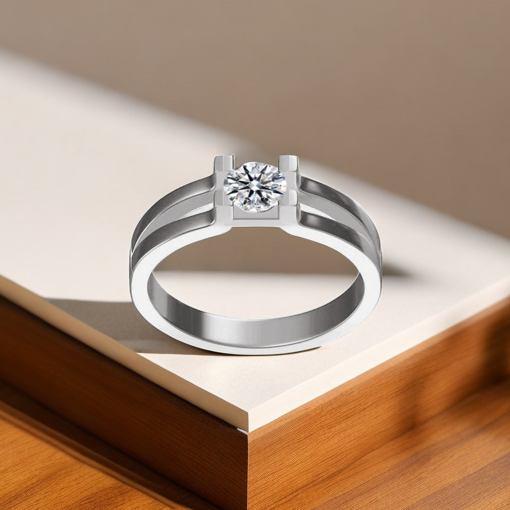 Cincin Sederhana pria trendi bisnis murah hati pria stabil cincin kawin imitasi moissanite cincin em