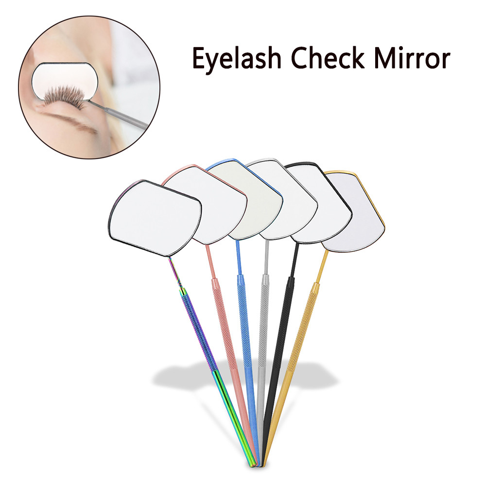 1 Pcs Grafting Eyelash Extensions Checking Mirror Stainless Steel Material Hand Held Makeup Tools Su