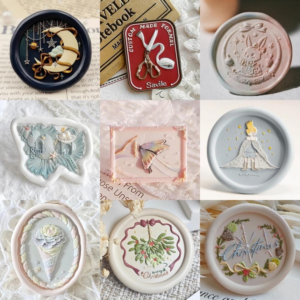 

2024 New Fire Seal Cute Seal Head Sculptured Ice Cream Butterfly Rabbit Copperhead Envelope Seal Gift Card Stamp Toy