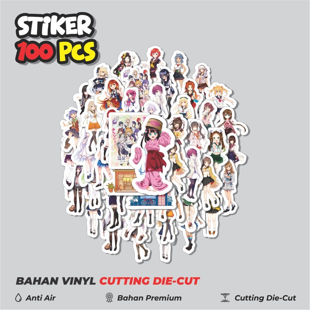 

Terbaru! 50 pcs Stiker Anime Series Onsen Musume Karakter Mix Dekorasi Lucu Kreatif untuk Notebook, Skateboard, HP
