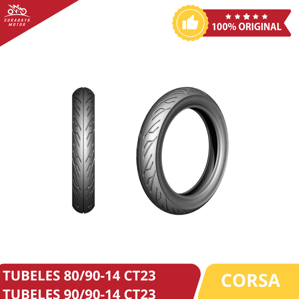 Ban Tubeless Corsa Depan Belakang 80/90-14 CT23 dan 90/90-14 CT23 Matic Depan Vario Beat Mio