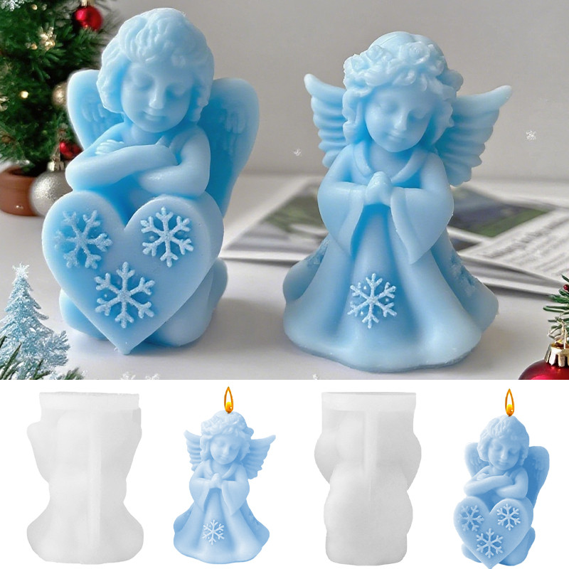 

1 piece, small angel boy girl fragrance candle silicone mold Christmas decoration diy candle plaster ornament mold
