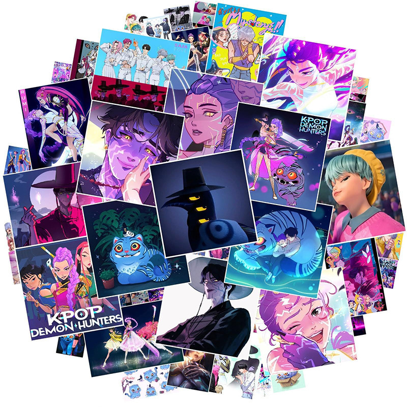 

55pcs/74pcs Kpop Demon Hunters Stickers Saja Boys Stickers Students DIY Notebook Phone Luggage Sticker Huntrix Anime Decals