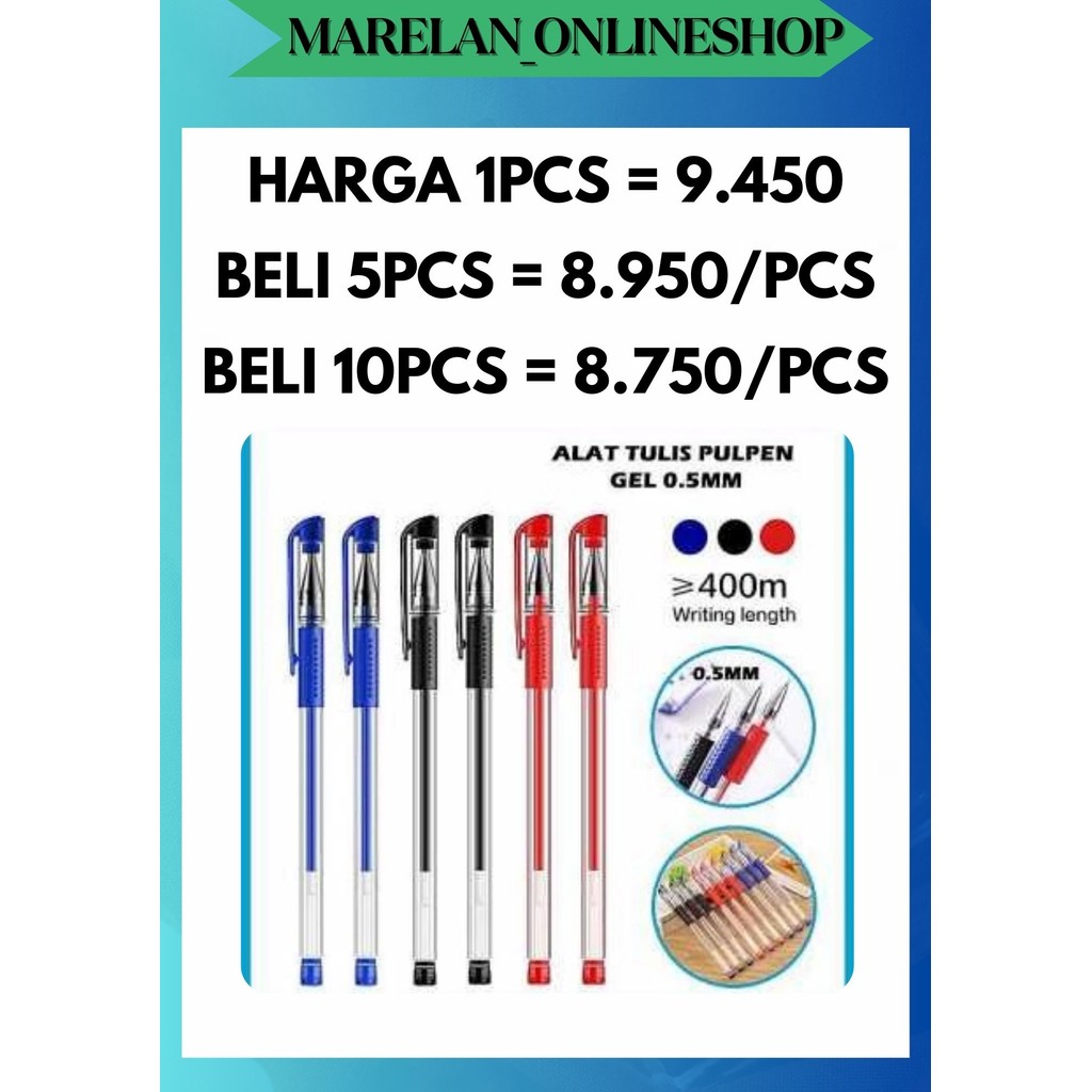 

MOS [1 SET 12PCS] PENA GEL PULPEN BOLPOIN PEN MIMI 0.5MM CAIR BIRU / HITAM / MERAH PER LUSIN