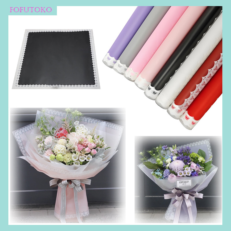 

20 PCS Buket Bunga Motif Renda Cellophane Waterproof / Flower Wrapping Paper Renda Lace Border Flofist Cellophane