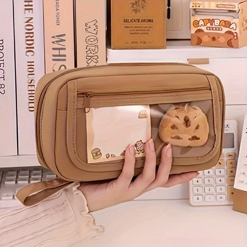 

27pcs Large Capacity Volcano Flip Pencil Case Set - Includes Adorable Notepad and Stickers,Storage Bag