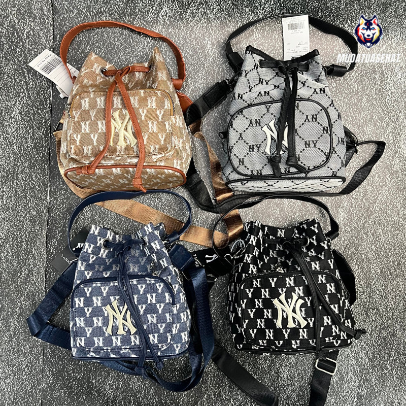 NEW MLB NY JACQUARD MONOGRAM BUCKET BAG SLINGBAG / BUCKETBAG / TAS SERUT / TAS WANITA / TAS KOREA / 