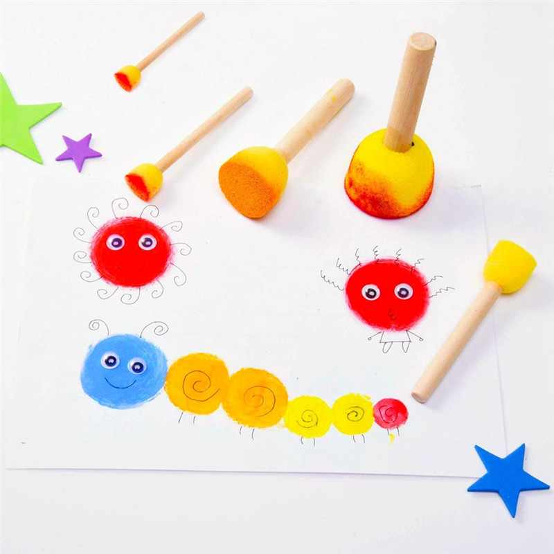 

ABLN-60 Pcs Round Paint Sponges Set 5 Sizes Sponge Brushes For DIY, Crafts And Kids Arts