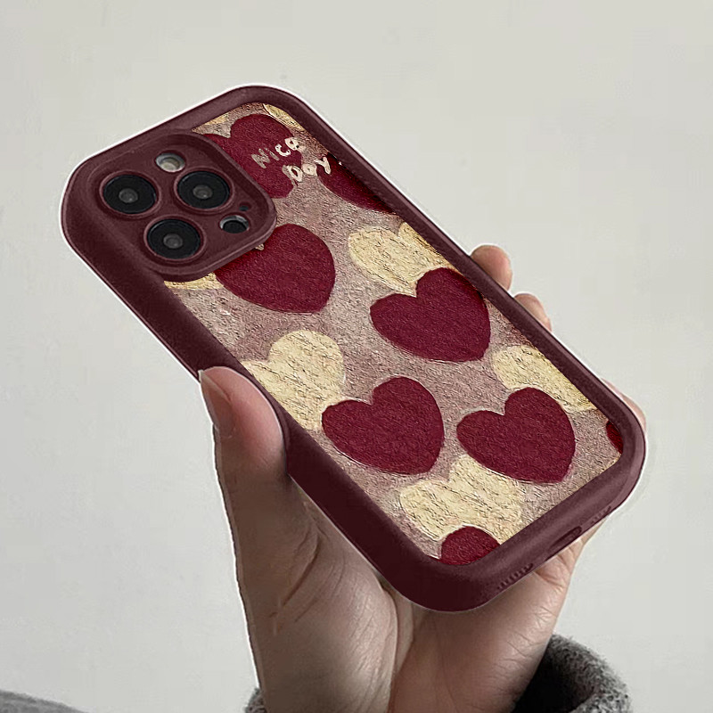 Hati merah Casing Untuk IPhone 16 11 15 13 14 12 Pro Max 7Plus 8Plus SE 2020 XR X XS Max 16 7 8 6S 1
