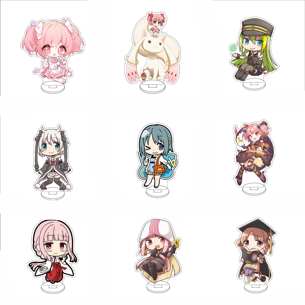 10CM Anime Puella Magi Figure Stand Model  Tomoe Mami/Incubator/Sakura Kyouko/Kaname Madoka Cute Des