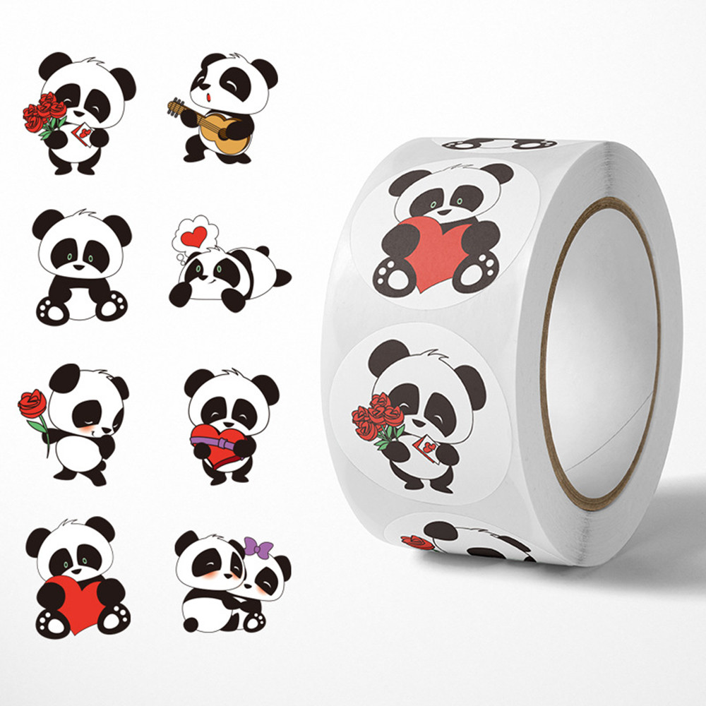 

100-500pcs Panda Cute Cartoon Stickers 1inch Reward Sticker Gift Decoration Stationery Stickers