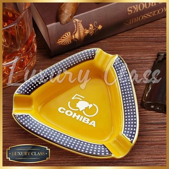 Cohiba Exclusive Ceramic Ashtray Triangle 3 Slot, Asbak Keramik