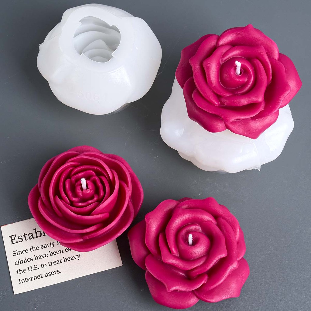 

New Rose Peony Silicone Candle Mold DIY Handmade Flower Shape Aromath Soap Plaster Resin Chocolate Baking Molds Home Crafts Deco