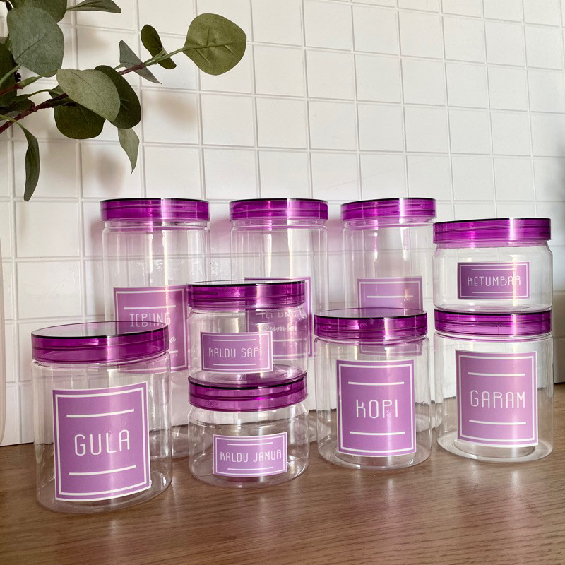 Toples Bumbu Dapur Warna UNGU TRANSPARAN BARU ELEGAN Free Stiker Anti air