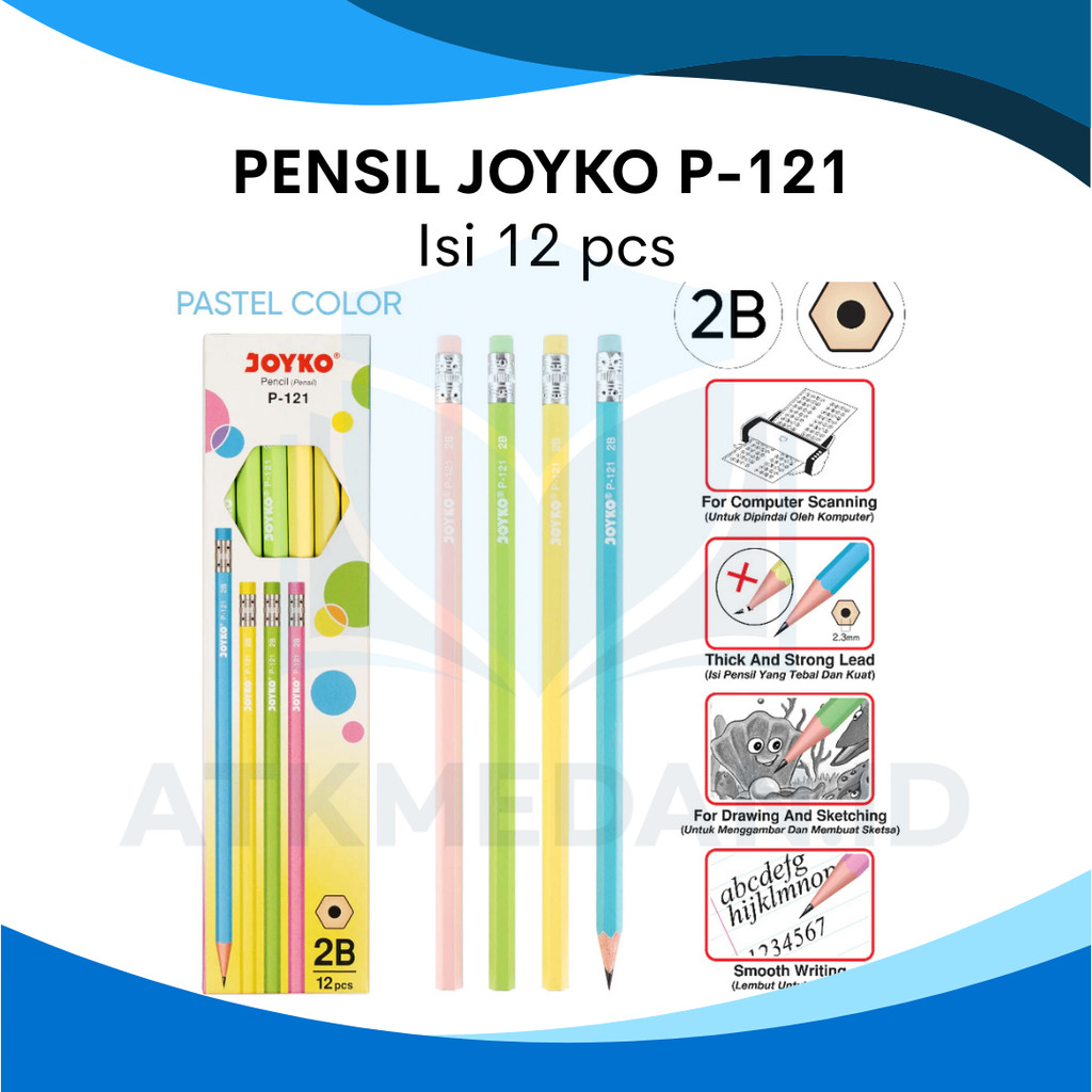 

PENSIL JOYKO 2B P-121 PASTEL PER BOX ISI 12 PCS