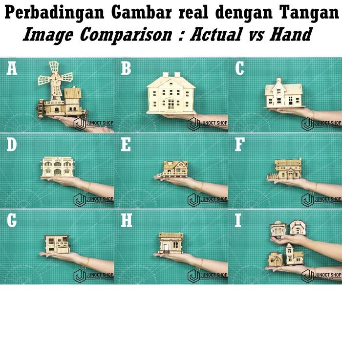 

Miniature Maket Bangunan Rumah Puzzle 3D Kayu - Edukasi Hadiah Mainan Anak DIY - Model-A Cream