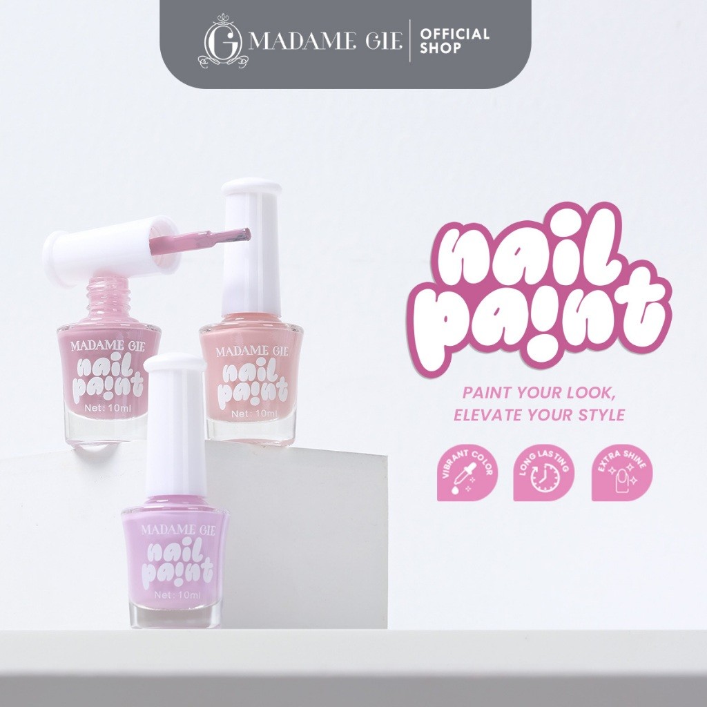 [READY STOCK+BPOM] ORIGINAL Madame Gie Nail Paint Kutek Gel 10ml - Long Lasting Non Streaky Applicat