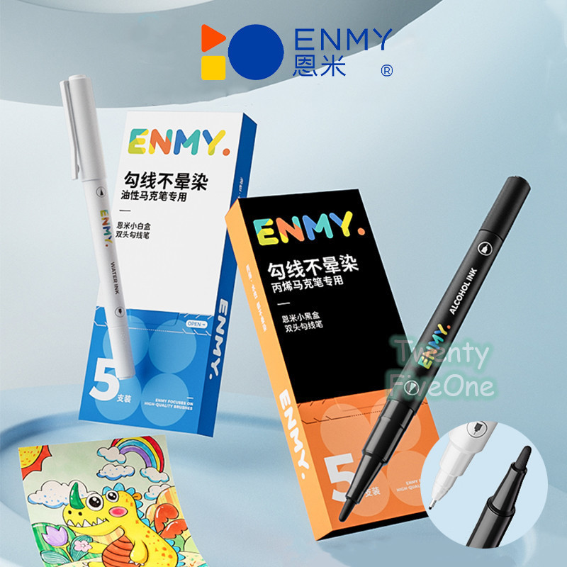 

ENMY Marker Double Tip Spidol Akrilik 10Pcs Tahan Air Tidak Luntur & Anti Bleed Untuk Outline & Mewarnai