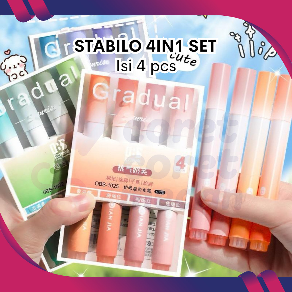 

STABILO HIGHLIGHTER 4 IN 1 GRADUASI WARNA SOFT PASTEL