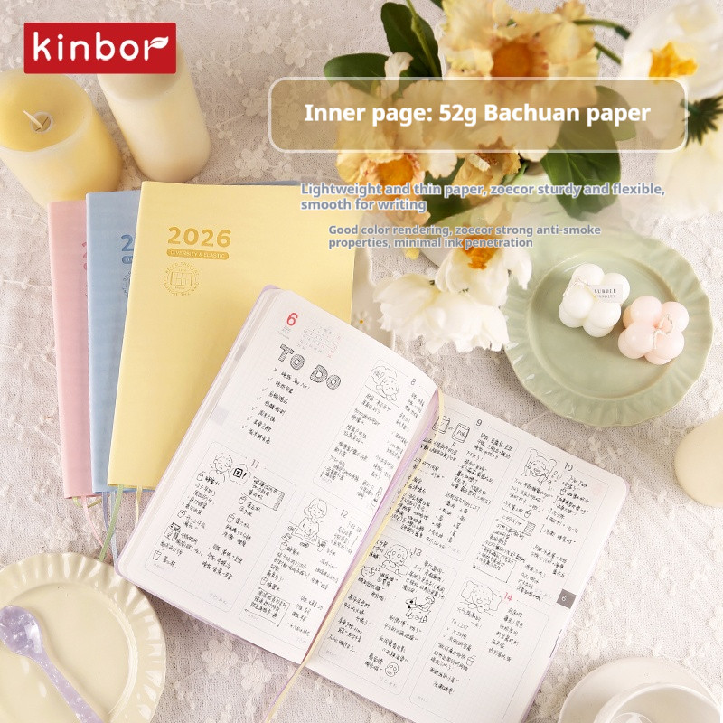 

2026 New Kinbor Planner Notebook A5 180° Lay-Flat 21-Day Weekly/Monthly Organizer Notepad Lightweight Habit Tracker Doodle Space