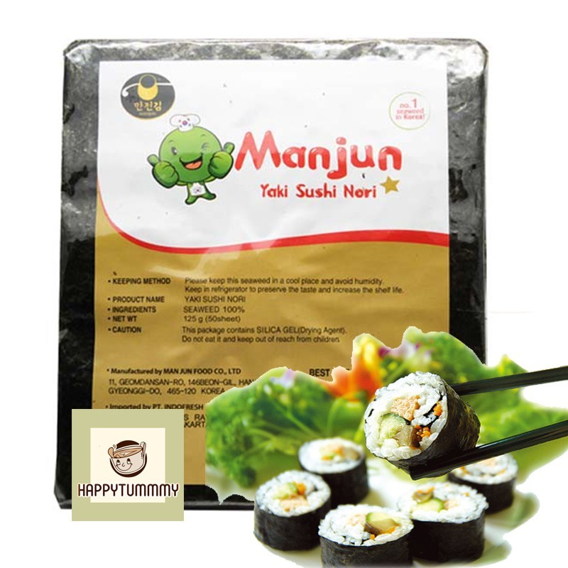 

Manjun Nori HALAL 50 Lembar Seaweed Rumput Laut Sushi Gimbap Korean Yaki Sushi Nori