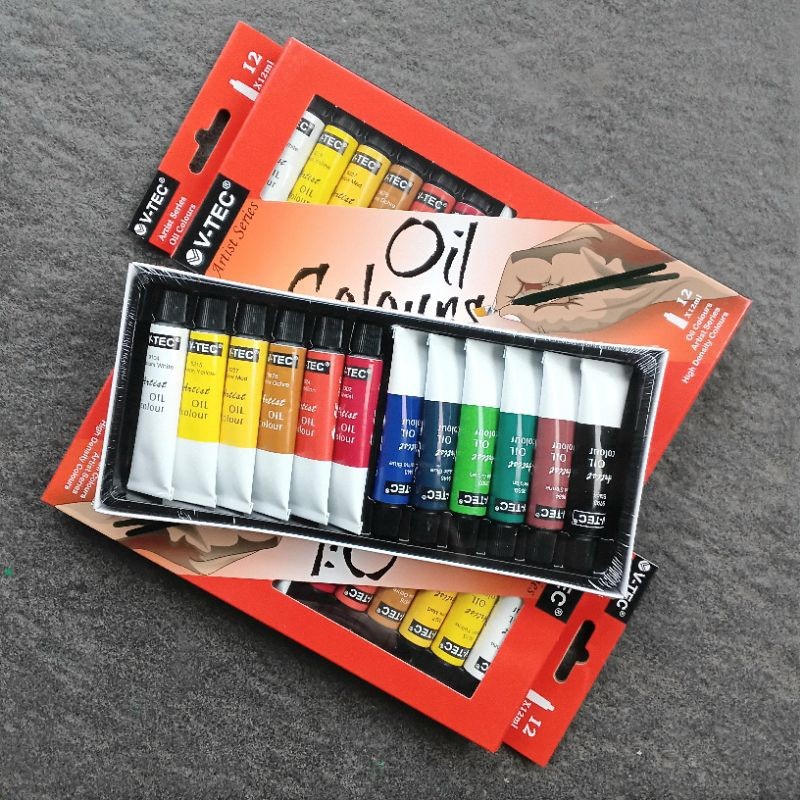 

Cat Minyak Warna Oil Colours V-TEC Artist Series 12 Warna ( Set ) [ Original ]