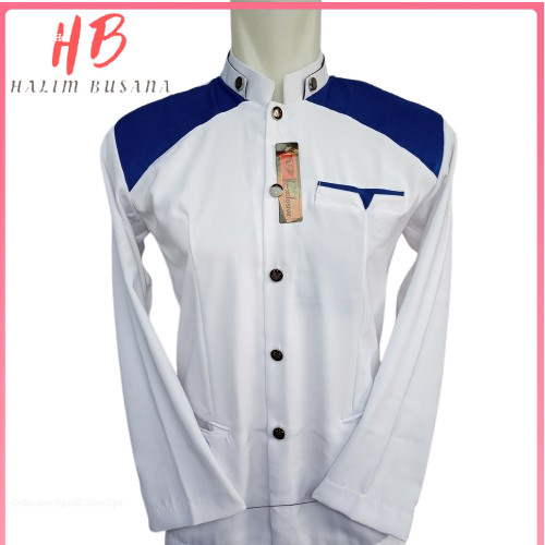 HB - Baju Jasko Putih Kombinasi / Abu Kombinasi Polos Lengan Panjang Koko Dewasa