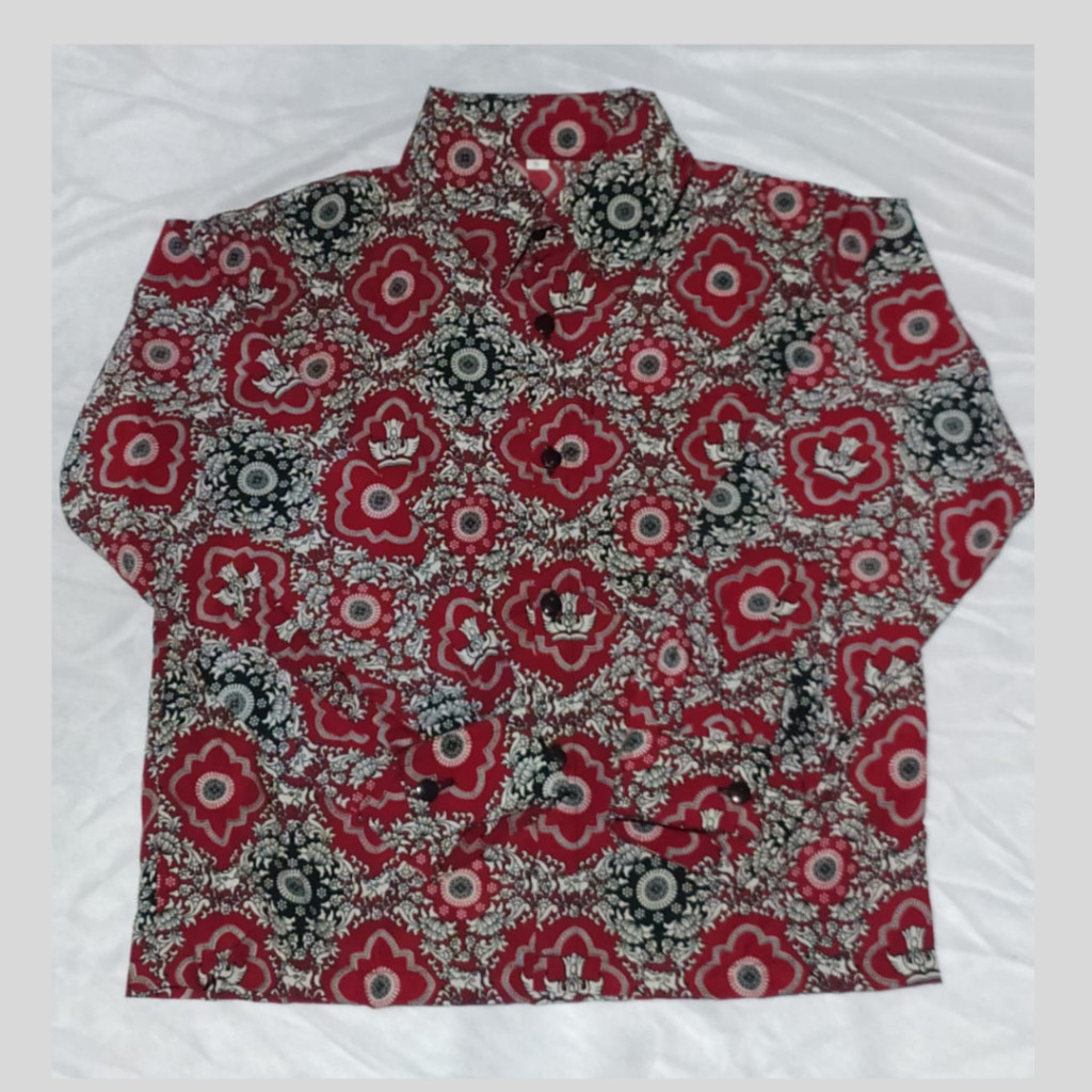 batik sekolah anak sd lengan panjang seragam batik warna merah baju batik anak sekolah laki-laki baj