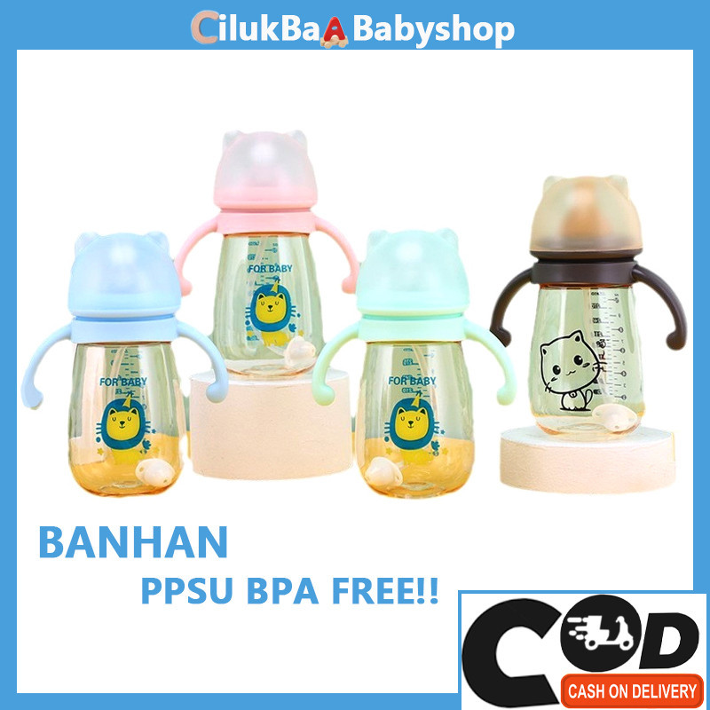 CILUKBA BABYSHOP Import/Botol Minum Anak/Botol 2 IN 1 Dot dan sedotan/Karakter rabbit Bear Tutup Cli