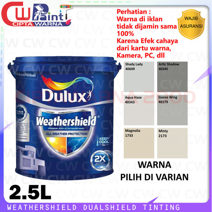 Dulux Weathershield DS Tinting Cat Dinding Tembok Eksterior Grey Abu Cokelat 2.5 Liter