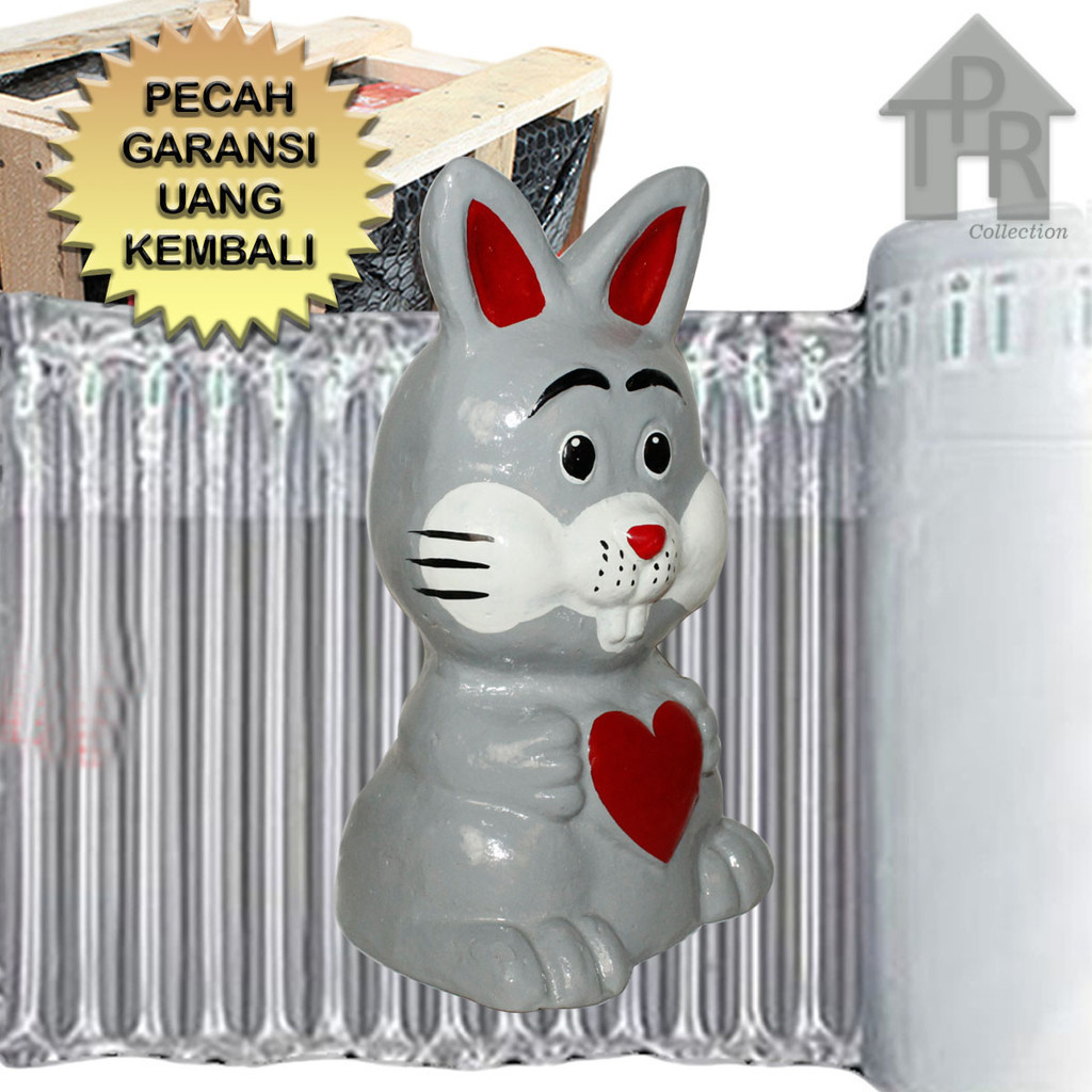 Gerabah - Celengan Tanah Liat / Piggy Bank Kelinci Love T25 + Packing Kayu
